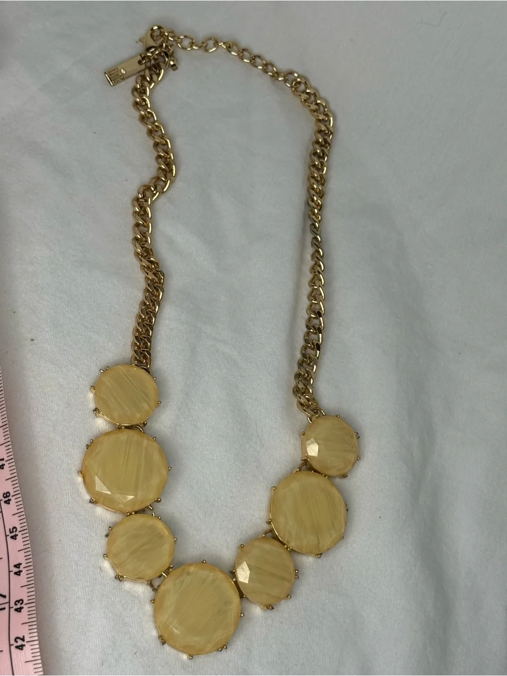 INC International Concepts Yellow Faceted Circle Statement Necklace 16” +2”